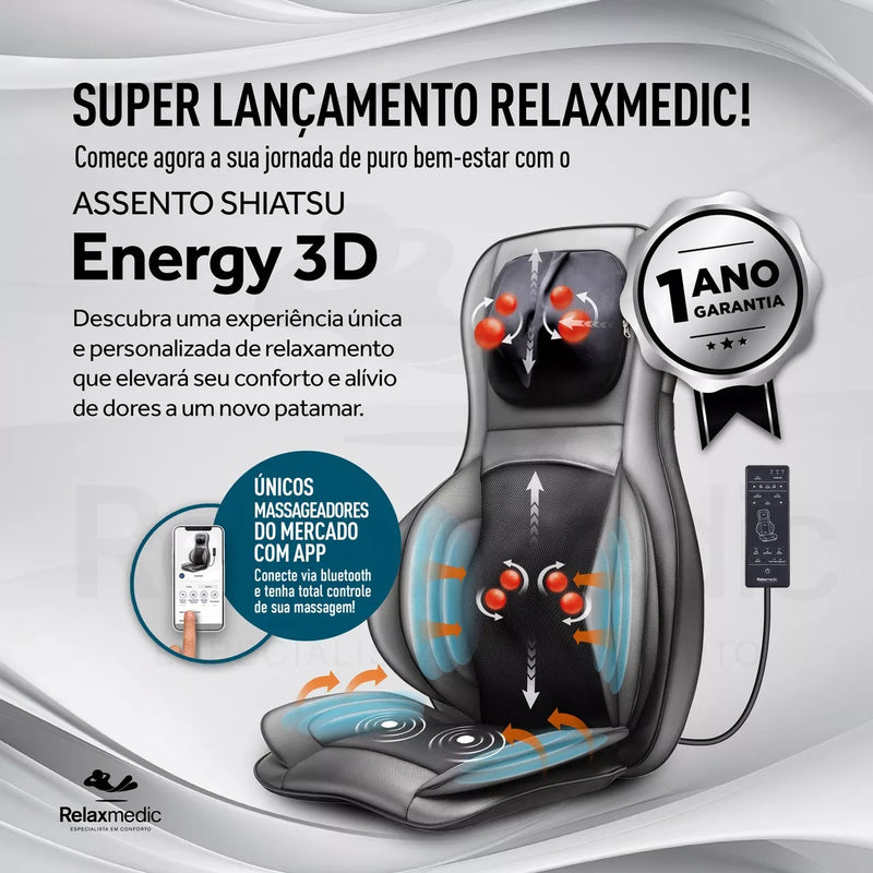 Assento Massageador Shiatsu Compressão Aquece 3d 110V/220V