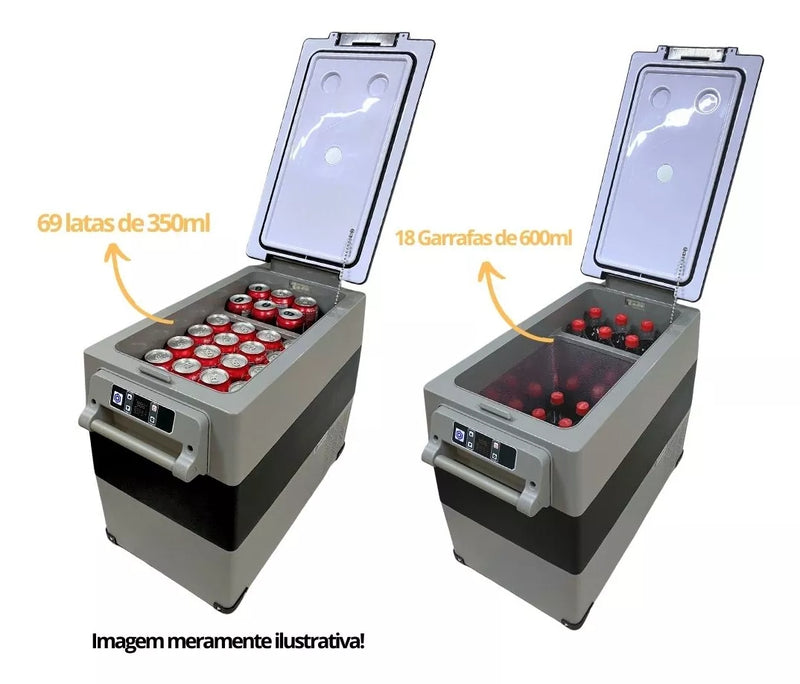 Geladeira Portátil 55l 12v/24v 110v/220v  (Com Autonomia de até 36 horas)- Acompanha Rodinhas