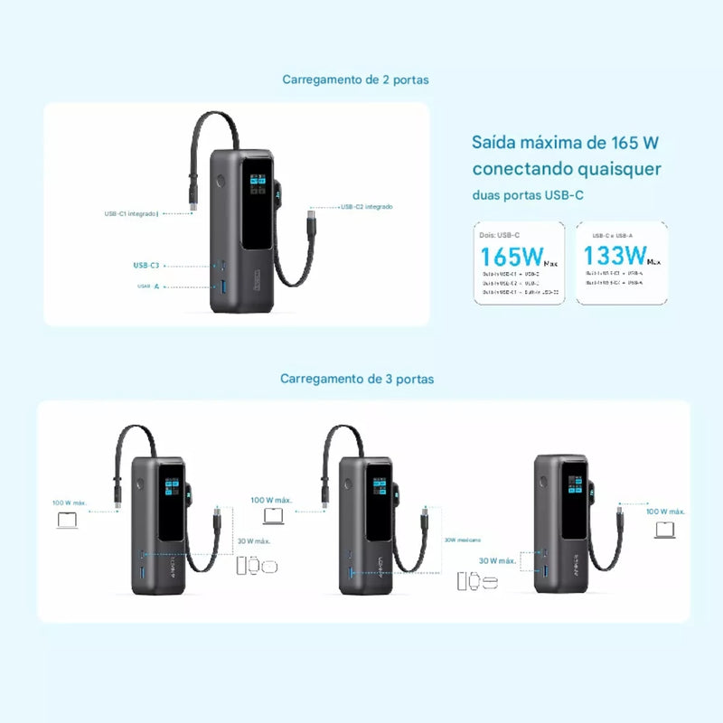 Powerbank Anker 165w 25000mah (Autorizado Para Transporte Em Avião)