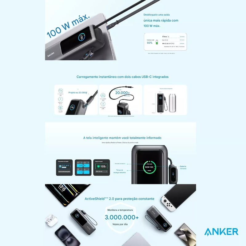 Powerbank Anker 165w 25000mah (Autorizado Para Transporte Em Avião)