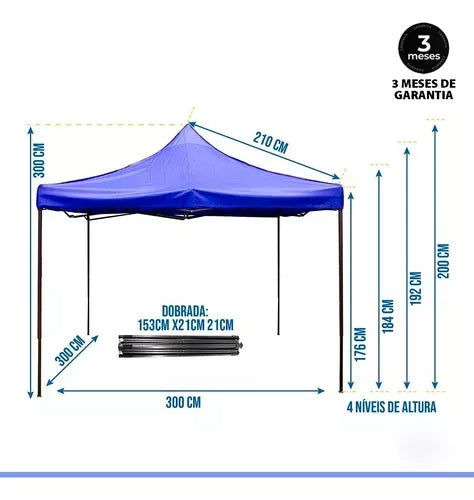 Tenda Gazebo Sanfonada Impermeável - Barraca