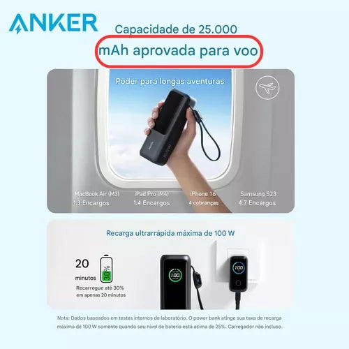 Powerbank Anker 165w 25000mah (Autorizado Para Transporte Em Avião)