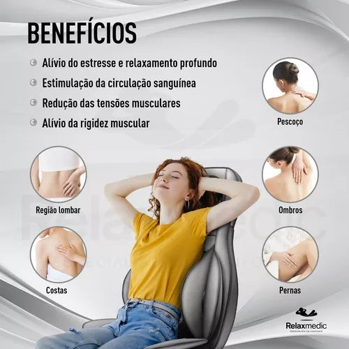 Assento Massageador Shiatsu Compressão Aquece 3d 110V/220V